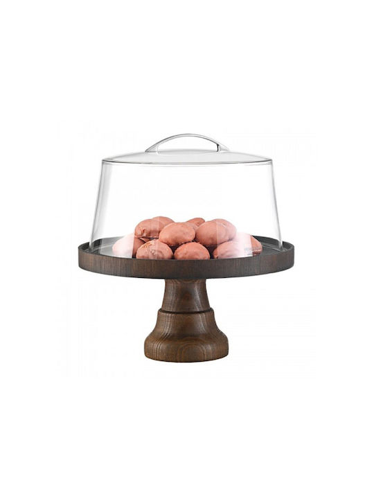 Τουρτιέρα ξύλινη φ25cm, με πόδι 12cm, Wenge με οικολ. λάδι, (χωρίς το καπάκι), GARIBALDI UWS01-2412-WG