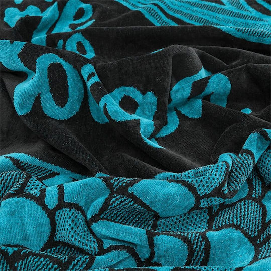 Lino Home Beach Towel Cotton Petrol Blue 160x86cm.