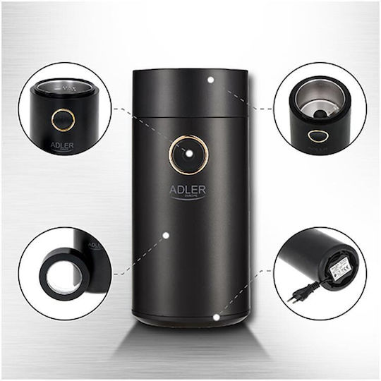 Adler Electric Coffee Grinder 150W for 75gr Beans Black