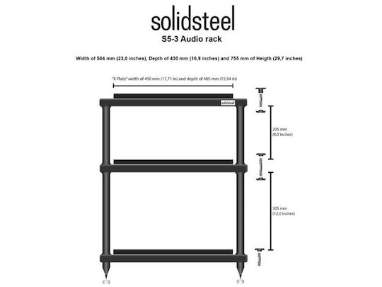Solidsteel S5-3 Стелаж 3 нива Черен 58.4x75.5x43см