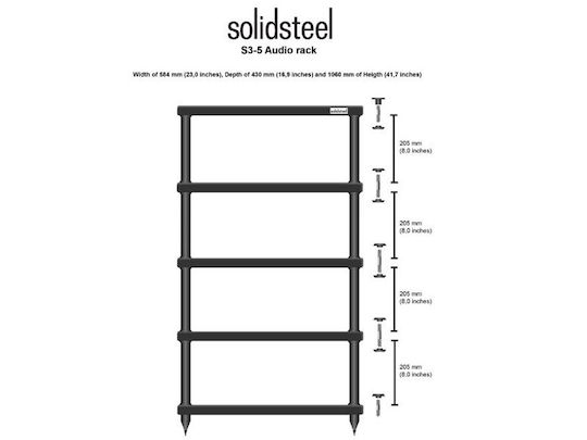 Solidsteel S3-5 Rack 5 Επιπέδων Walnut 58.4x106x43cm