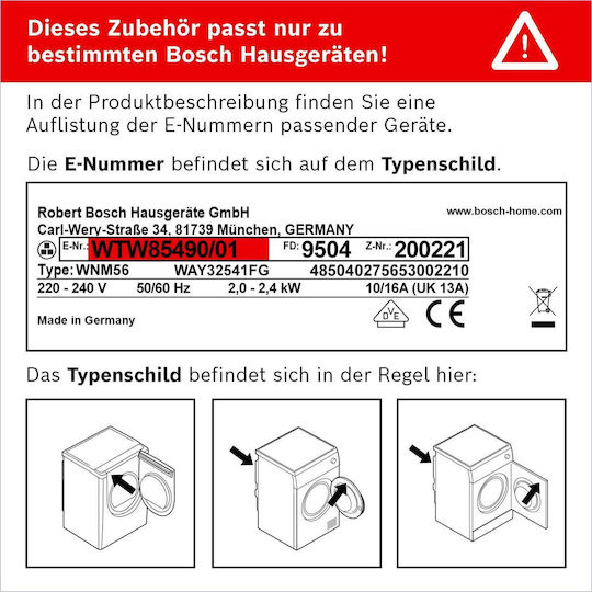 Bosch WTZ11400 Connector For Washer/Dryer made of Metal with Drawer 59.6x57.4εκ. 1pcs