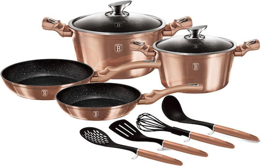 Berlinger Haus Metallic Line Σετ Μαγειρικά Σκεύη από Αλουμίνιο Rose Gold Collection με Επίστρωση από Πέτρα 4 τεμαχιών