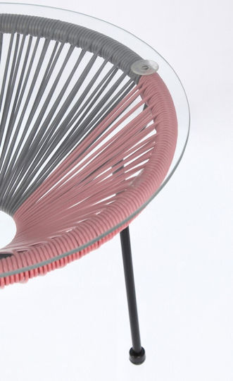 Στρογγυλό Βοηθητικό Τραπεζάκι Parker Γυάλινο Multicolor Μ50xΠ50xΥ50εκ.