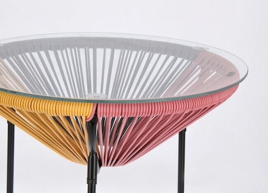 Στρογγυλό Βοηθητικό Τραπεζάκι Parker Γυάλινο Multicolor Μ50xΠ50xΥ50εκ.