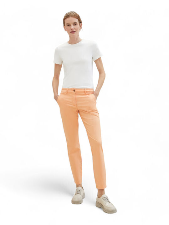 Γυναικείο Chino Παντελόνι Βαμβακερό σε Slim Εφαρμογή Πορτοκαλί
