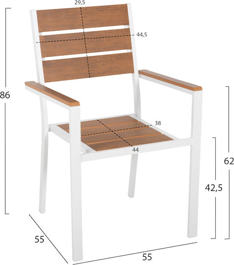 Armchair Saga White 55x55x86cm Armchair Saga White 55x55x86cm