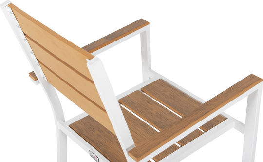 Outdoor Armchair Aluminum Saga White 55x55x86cm