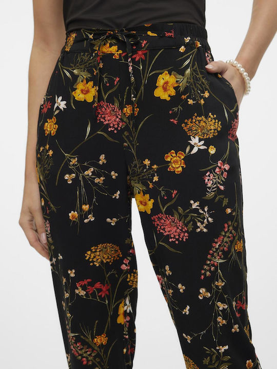 Women's Fabric Trousers Loose Fit Black