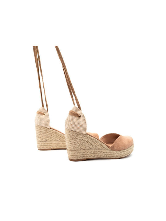 Plato Platforme dama în stil espadrile Dark beige