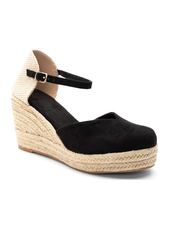 Women's Suede Platform Espadrilles Black