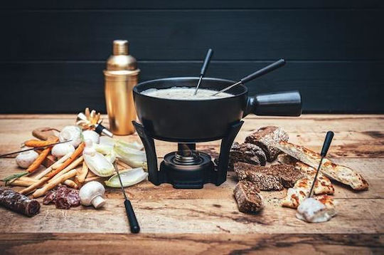 Boska Holland Nero Cast Iron Fondue Pot with Tea Light for 6 Persons Black 20x20cm
