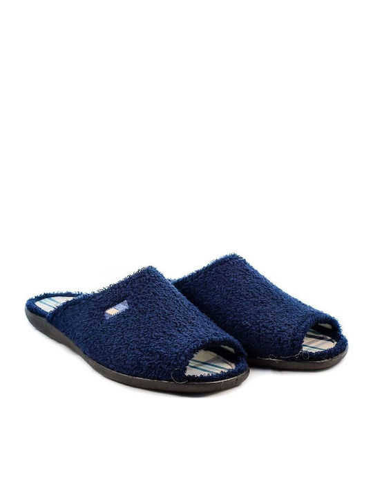 Frottee Herrenhausschuhe Blau