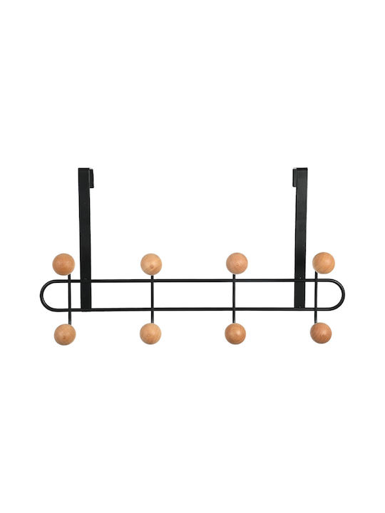 Metallic Door Hook 41x7.5x23cm 8 Slots Black