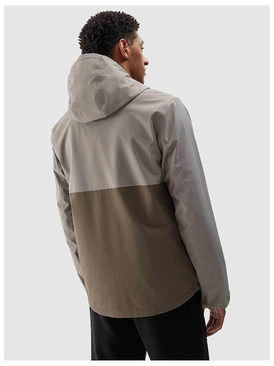 4F Herren Jacke Lässig Wasserdicht Beige