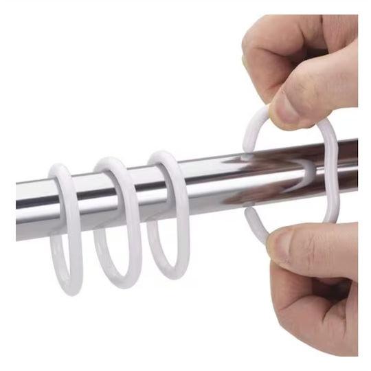 Plastic Bathroom Curtain Rings White 12pcs