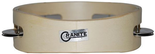 Granite Beige Wooden Hand Tambourine with Single Row Jingles