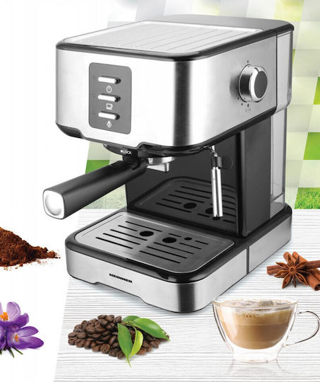 Heinner Μηχανή Espresso 850W Πίεσης 15bar Ασημί HEM-850IXBK