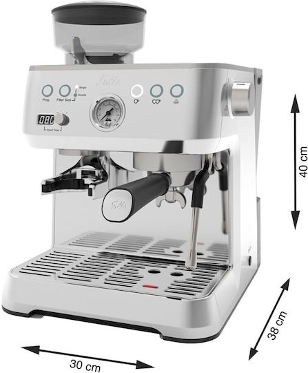 Solis Grind & Infuse Perfetta 1019 Automat Espressoare 1620W Presiune 16bar cu Râșniță Argintie SO200