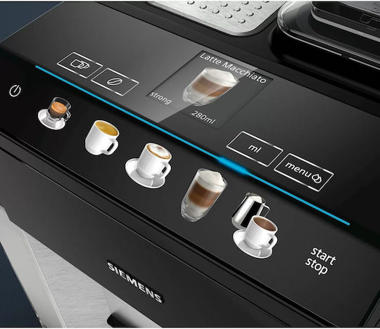 Siemens Eq.500 Automatic Espresso Coffee Machine 1500W Pressure 15bar for Cappuccino with Grinder Silver TQ507R03