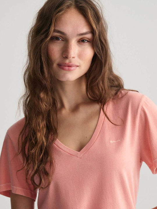 Gant Women's T-shirt with V Neckline Peaches