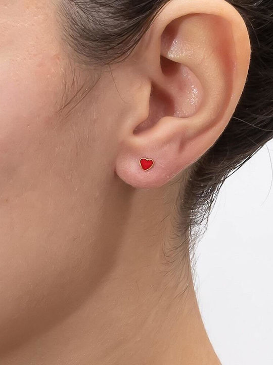 Eforo Kids Earrings Studs Hearts from Gold 14K