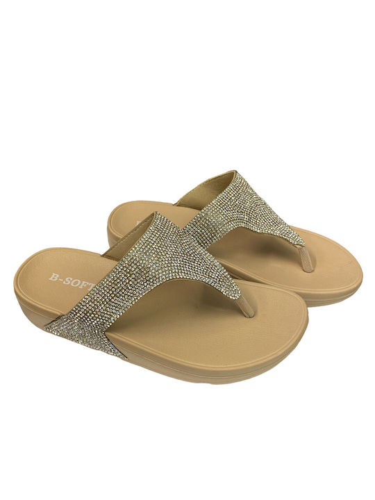 B-Soft Women's Flip Flops Beige