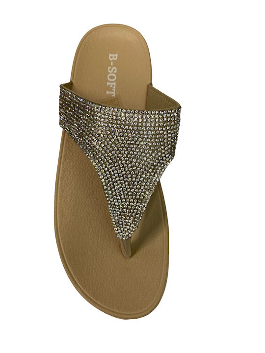 Flip Flops In Gold Colour 220/8521_Beige