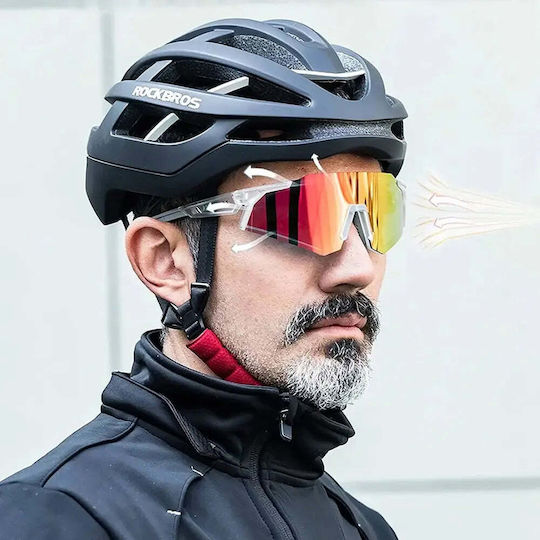 Rockbros Cycling Glasses with White Frame & Photochromic Lenses