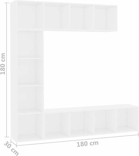 Wohnzimmer TV-Einheit Weiß M180xB30xH180cm