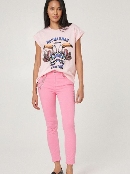 Selena Γυναικείο Jean Παντελόνι σε Skinny Εφαρμογή Ροζ