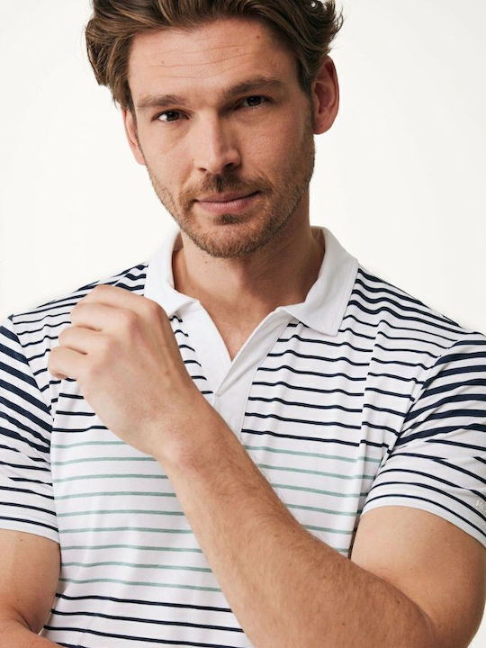 Mexx Fashion Ανδρικό Polo Κοντομάνικο Λευκό Ρίγες Mf007104441m