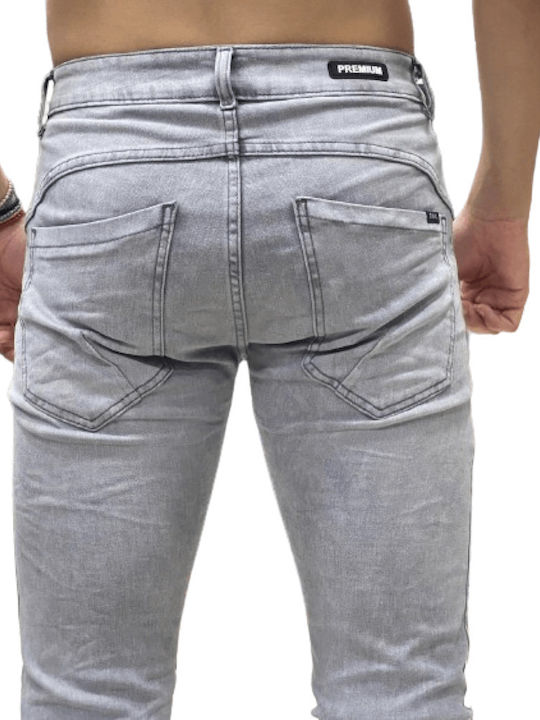 Men's Jeans Pants Elastic with Slim Fit Grey