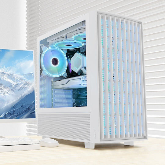 Modecom Breeze ARGB FLOW Gaming Midi Tower Κουτί Υπολογιστή με Πλαϊνό Παράθυρο Λευκό