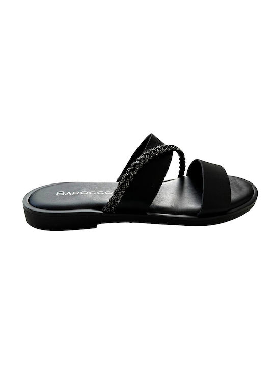 Barocco Women's Flat Sandals Anatomic in Black Color