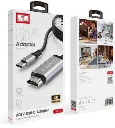 Earldom Et-w34 Cablu Hctv Usb Tip C Hdmi 2m Negru
