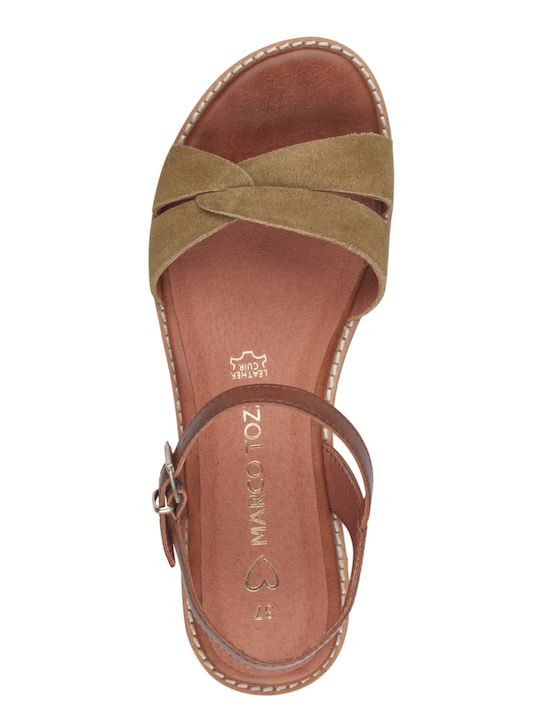 Flache Sandalen für Damen in Khaki Farbe