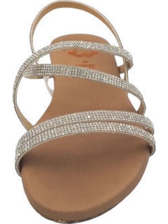 Leder Flache Sandalen für Damen Anatomisch in Silber Farbe