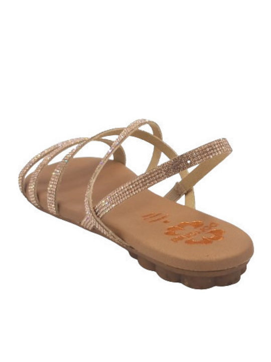 Leder Flache Sandalen für Damen Anatomisch in Rosa Farbe