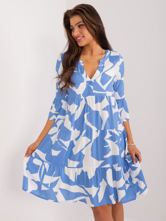 Sublevel Mini Dress with Ruffle Light Blue