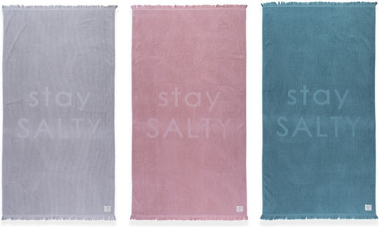 Nef-Nef Homeware Stay Salty Cotton Blue with Fringes 170x90cm