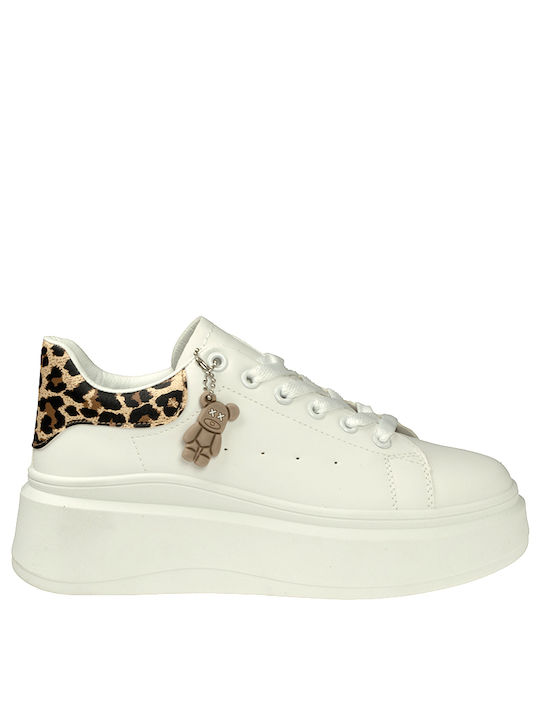 Plato Женски Маратонки White / Leopard