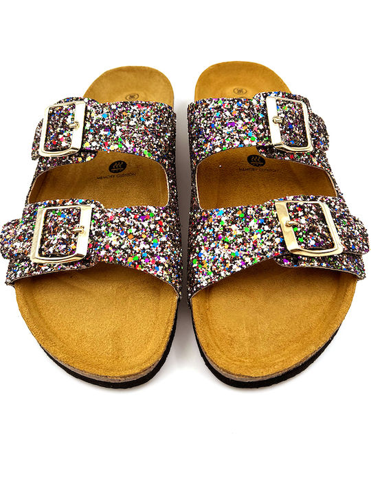 Sandale Casual Damă Anatomici Din Piele Multi Glitter