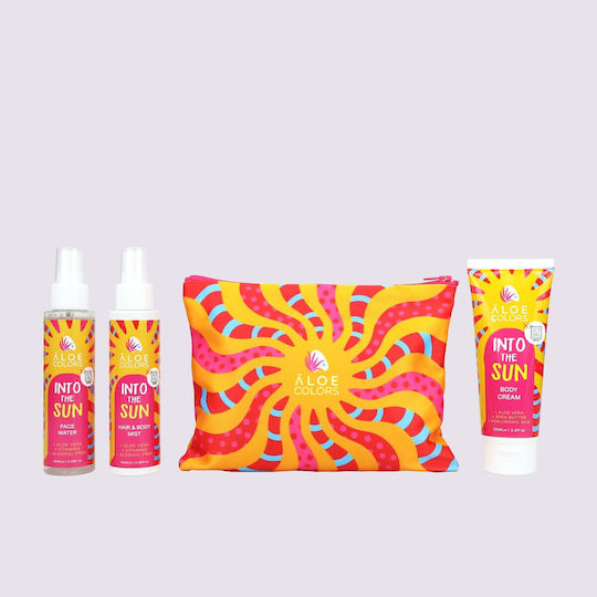 Aloe+ Colors Into Sun Cosmetic Bag Hair & Body Mist 100ml Body Cream 100ml Face Water 100ml Άρωμα Monoi Γαρδένια & Νεσεσέρ