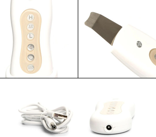 Ultrasonic Facial Cleanser Rio Fass3 25000 Hz Skin Cleansing Moisturizing Peeling Sonophoresis Adjustable Intensity Usb White Cream