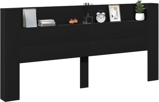 vidaXL Tăblie De Pat Din Lemn Neagră 220x103.5cm