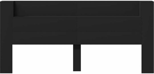 vidaXL Tăblie De Pat Din Lemn Neagră 220x103.5cm