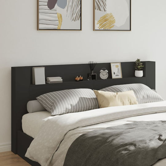 vidaXL Tăblie De Pat Din Lemn Neagră 220x103.5cm