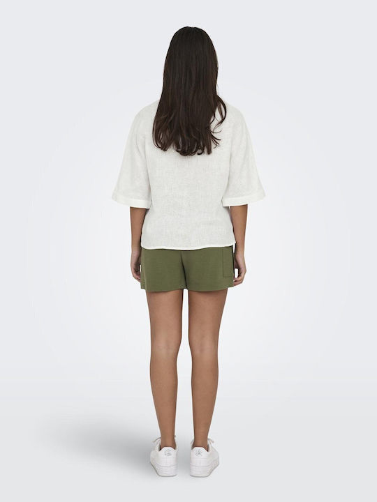 Long Sleeve Women's Linen Shirt White