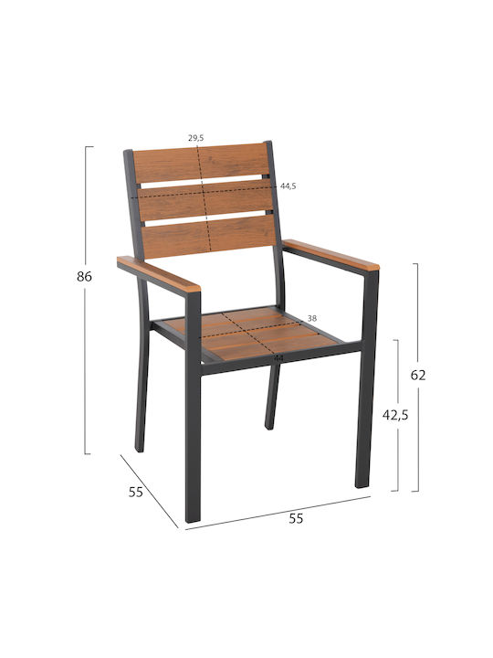 Gartenstühle Aluminium Saga Anthrazit 55x55x86cm